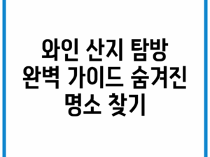 와인 산지 탐방 완벽 가이드: 숨겨진 명소 찾기