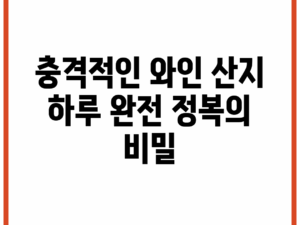 충격적인 와인 산지 하루 완전 정복의 비밀!