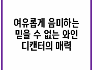 여유롭게 음미하는 믿을 수 없는 와인 디캔터의 매력
